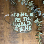 Swiftie Taylor Swift Clear Mug | It’s me, hi, I’m the problem it’s me Cup | Swiftie themed cup/mug tea/coffee | Taylor Swift Gift | Fan Merch - The Crafty Bee