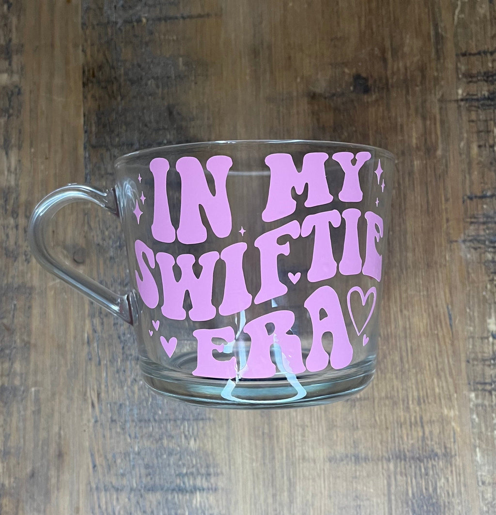 Swiftie The Eras Clear Mug | Swiftie Fan Glass Cup | Swiftie Era Tour themed cup/mug tea/coffee | Taylor Swift Gift | Taylor Swift Fan Merch - The Crafty Bee