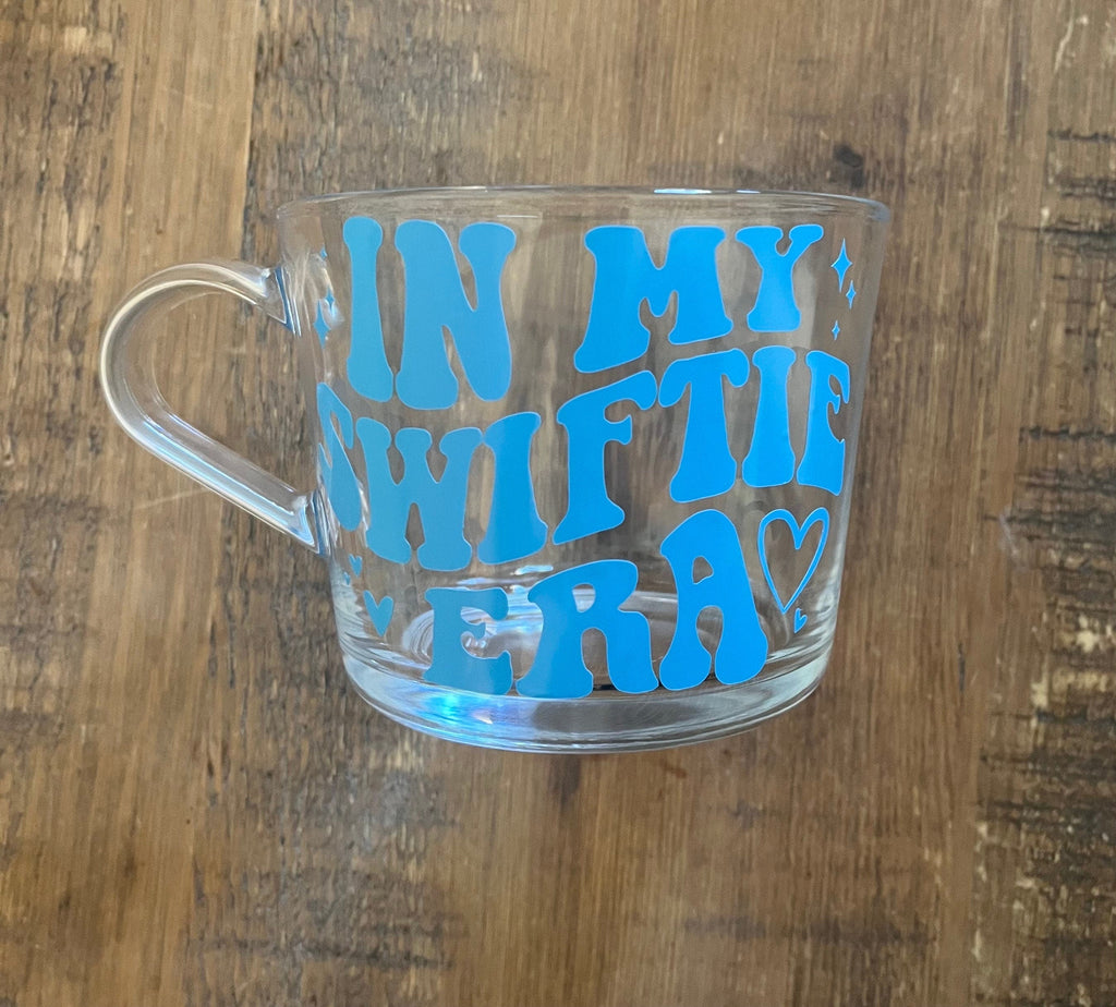 Swiftie The Eras Clear Mug | Swiftie Fan Glass Cup | Swiftie Era Tour themed cup/mug tea/coffee | Taylor Swift Gift | Taylor Swift Fan Merch - The Crafty Bee