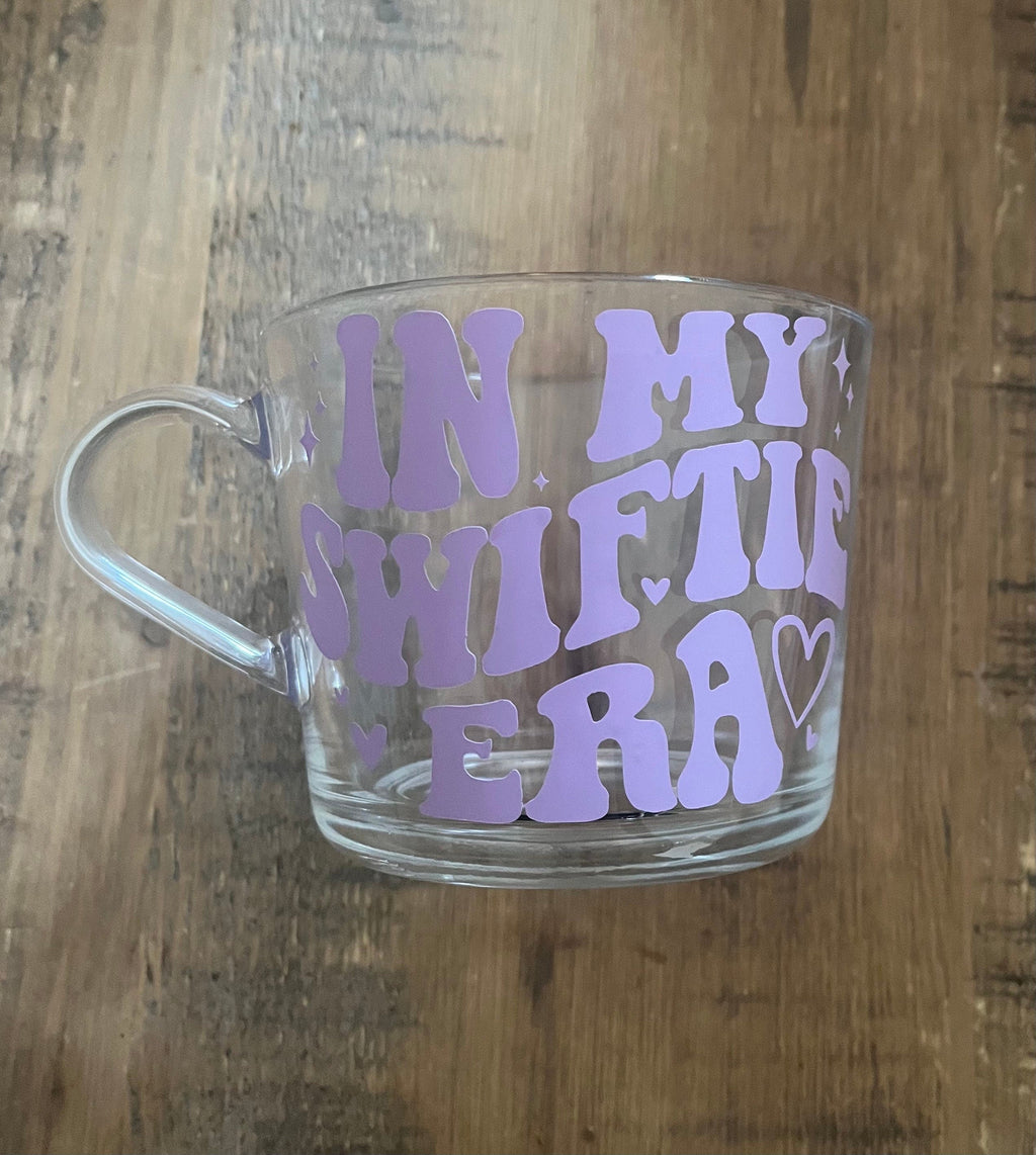 Swiftie The Eras Clear Mug | Swiftie Fan Glass Cup | Swiftie Era Tour themed cup/mug tea/coffee | Taylor Swift Gift | Taylor Swift Fan Merch - The Crafty Bee