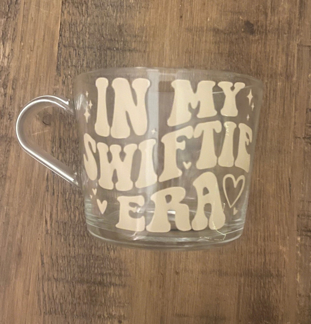 Swiftie The Eras Clear Mug | Swiftie Fan Glass Cup | Swiftie Era Tour themed cup/mug tea/coffee | Taylor Swift Gift | Taylor Swift Fan Merch - The Crafty Bee
