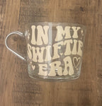Swiftie The Eras Clear Mug | Swiftie Fan Glass Cup | Swiftie Era Tour themed cup/mug tea/coffee | Taylor Swift Gift | Taylor Swift Fan Merch - The Crafty Bee