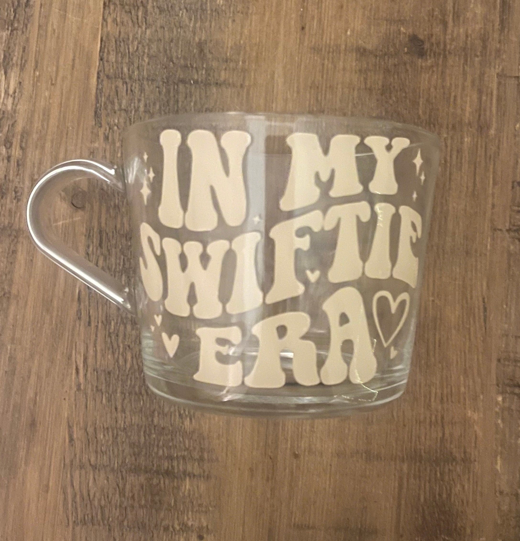 Swiftie The Eras Clear Mug | Swiftie Fan Glass Cup | Swiftie Era Tour themed cup/mug tea/coffee | Taylor Swift Gift | Taylor Swift Fan Merch - The Crafty Bee