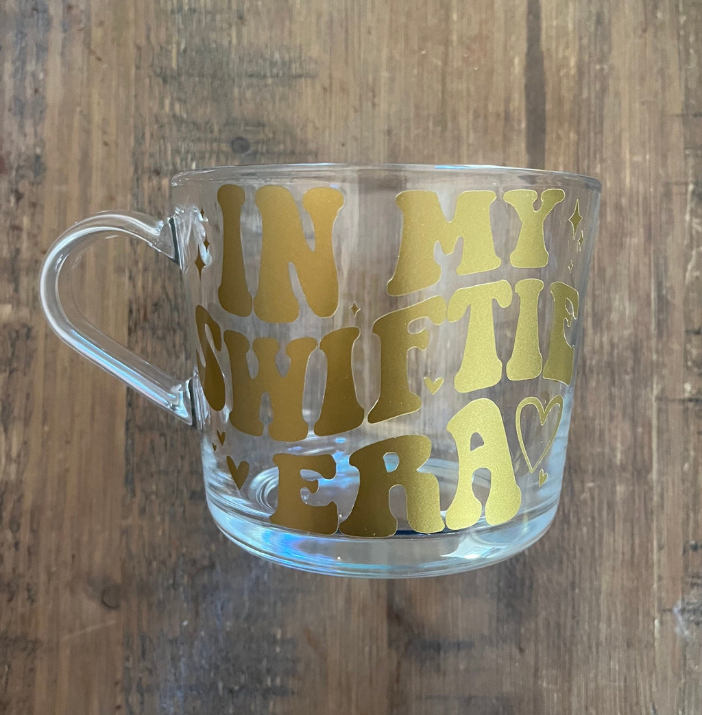 Swiftie The Eras Clear Mug | Swiftie Fan Glass Cup | Swiftie Era Tour themed cup/mug tea/coffee | Taylor Swift Gift | Taylor Swift Fan Merch - The Crafty Bee