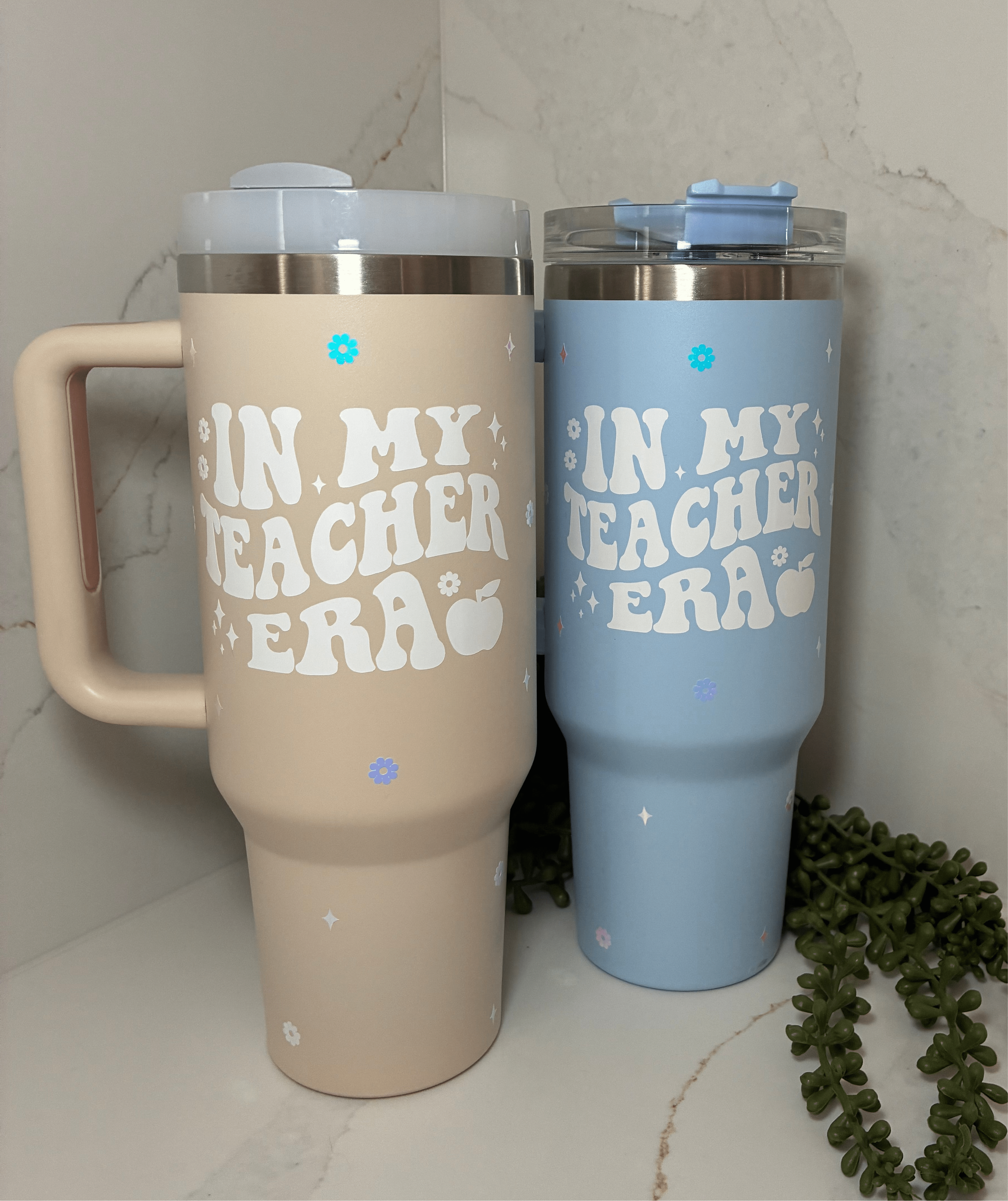 Teacher Era Cold Cup | Personalised Teacher Name Thermal Flask | Teacher Gift Cup with Straw | End of Year Present | Thank you Teacher Gift - The Crafty Bee