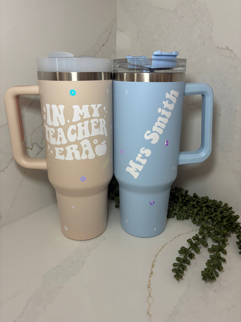 Teacher Era Cold Cup | Personalised Teacher Name Thermal Flask | Teacher Gift Cup with Straw | End of Year Present | Thank you Teacher Gift - The Crafty Bee