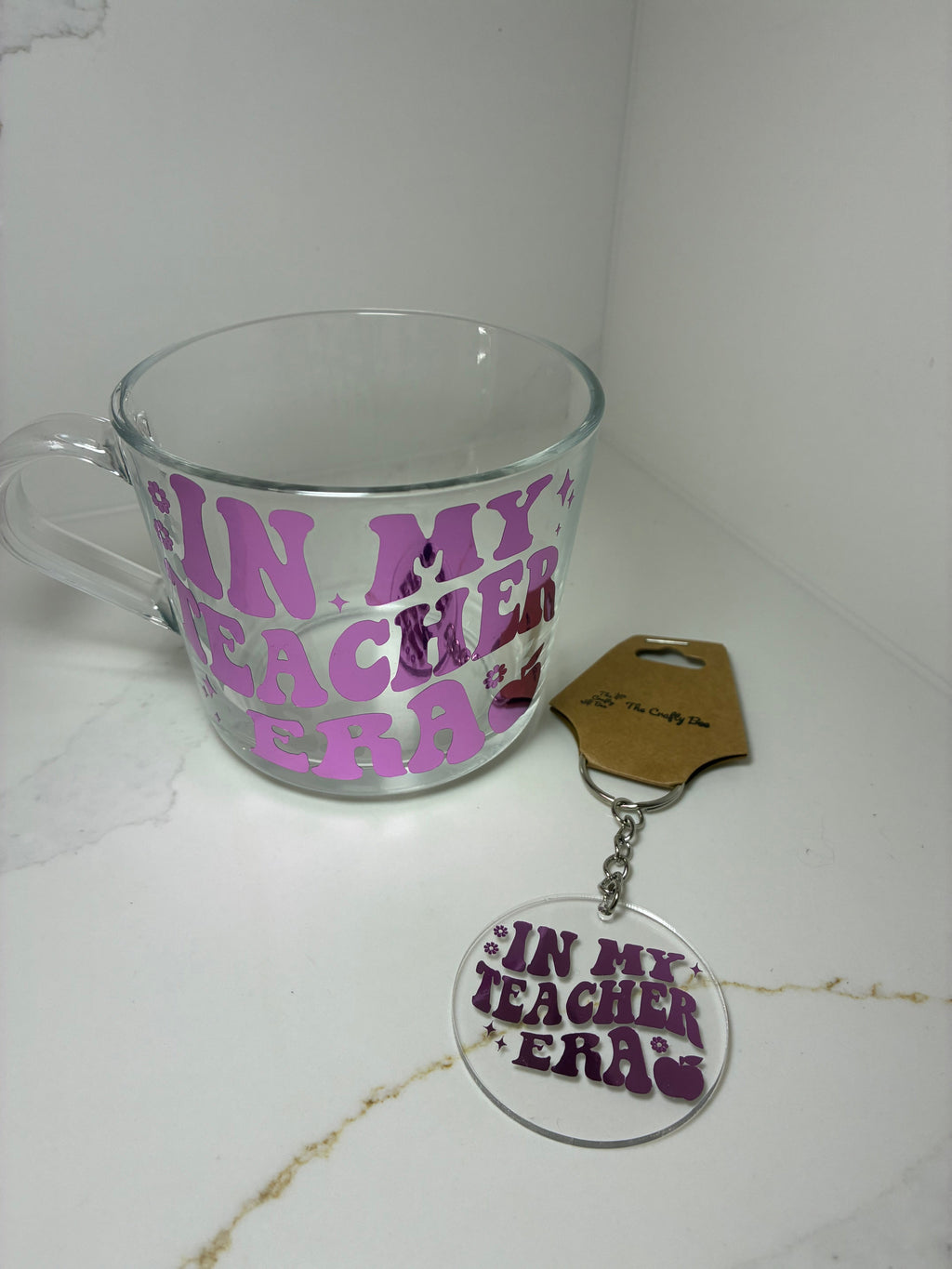 Teacher Gift Set Coffee/Tea Cup | Teacher Era Tumbler Gift set | Teacher Mug, keyring & card gift - The Crafty Bee