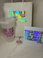 Teacher Gift Set Coffee/Tea Cup | Teacher Era Tumbler Gift set | Teacher Mug, keyring & card gift - The Crafty Bee