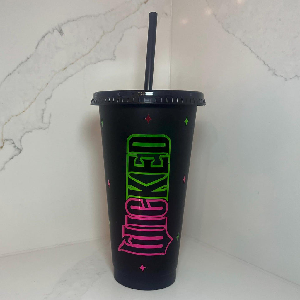 Wicked Cold Cup | Wicked Film Starbucks Tumbler | Personalised Name Wicked Cup with Straw | Glinda & Elphaba Merch | Wicked Birthday Gift - The Crafty Bee